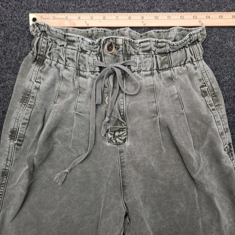 Free People Margate Pleated Drawstring Sugar Kelp Paper‎ Bag Pants XS